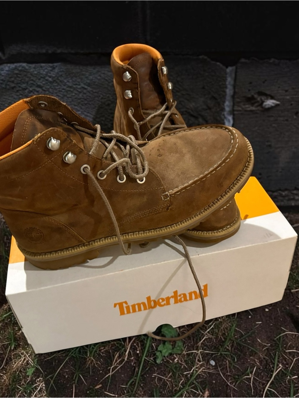 Timberland Men's Tan Suede Lace-Up Moc Toe Boots